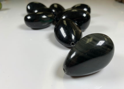 30x40 mm Natural Color Smooth Nugget Gemstone Obsidian / Tiger Eyes / Peridot Natural Color Chunky Gemstone large Hole 2.0 mm Beads #2209