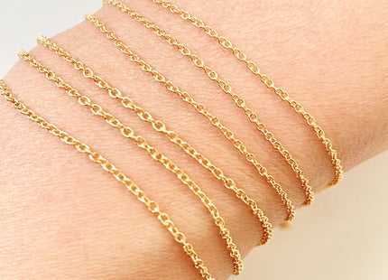 18 Inches 14K Genuine Gold Chain With Spring Clasp, Solid 14K Gold Chain Necklace, Oval Link 1.3/1.5mm #1016