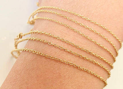 18 Inches 14K Genuine Gold Chain With Spring Clasp, Solid 14K Gold Chain Necklace, Oval Link 1.3/1.5mm #1016
