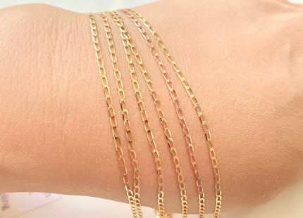 18 Inches 14K Genuine Gold Chain With Spring Clasp, 14K Gold Chain Necklace, Elongated Curve Chain 1.5mm #1018