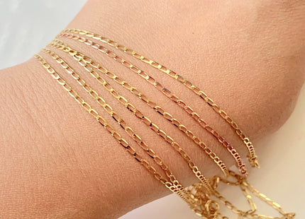 18 Inches 14K Genuine Gold Chain With Spring Clasp, 14K Gold Chain Necklace, Elongated Curve Chain 1.5mm #1018