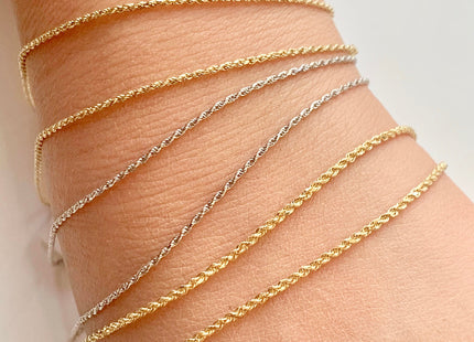 18 Inches 14K Genuine Gold Chain With Lobster Clasp, Solid 14K Gold Chain Necklace, Diamond Cut Rope Gold Chain 1.0/1.5mm