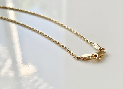 18 Inches 14K Genuine Gold Chain With Lobster Clasp, Solid 14K Gold Chain Necklace, Diamond Cut Rope Gold Chain 1.0/1.5mm