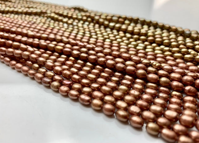 3.5x5.5 mm AA Sandstone OR Copper Color Rice / Oval Freshwater Pearls Genuine Freshwater Pearl Beads Freshwater Seed Pearls #1214