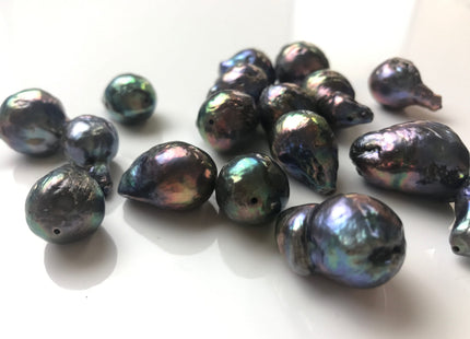 13-16x14-23 mm Single Piece Baroque Freshwater Pearl Peacock Color Genuine Irregular Baroque Pearls #1117