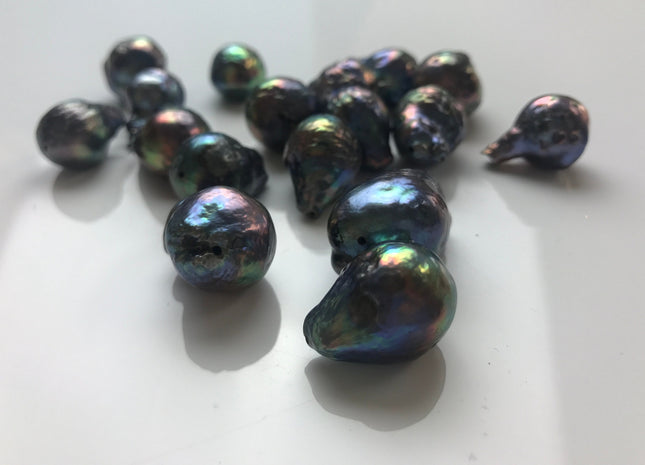 13-16x14-23 mm Single Piece Baroque Freshwater Pearl Peacock Color Genuine Irregular Baroque Pearls #1117