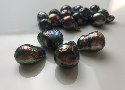 13-16x14-23 mm Single Piece Baroque Freshwater Pearl Peacock Color Genuine Irregular Baroque Pearls #1117