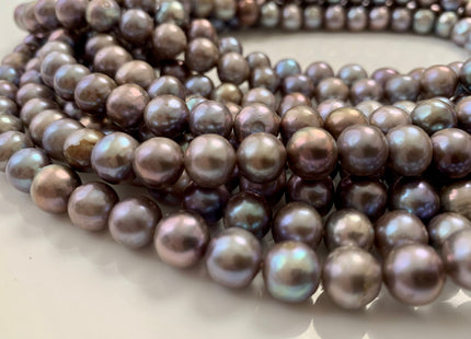 9 mm AA Silver Gray/Dark Gray Semi-Round / Potato Freshwater Pearl Genuine Round Freshwater Pearls, Gray Freshwater Pearl Beads #1039
