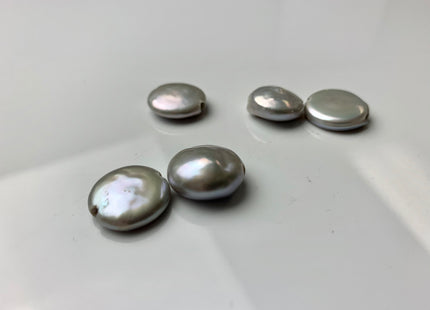 14-15mm Single Piece Large Hole 2.0 mm Hole High Luster Natural White OR Pink OR Silver OR Peacock Coin Genuine Freshwater Coin Pearls #634