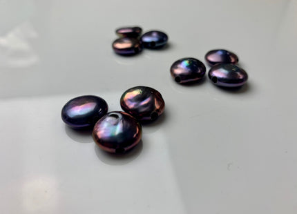 14-15mm Single Piece Large Hole 2.0 mm Hole High Luster Natural White OR Pink OR Silver OR Peacock Coin Genuine Freshwater Coin Pearls #634