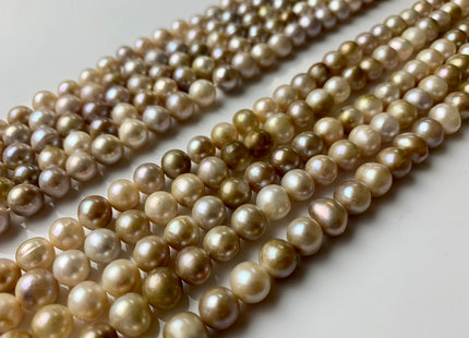 7-8 mm AA Natural Seaweed Champagne Color Potato Freshwater Pearl Beads Genuine All Natural Color Freshwater Pearls #1264
