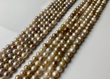 7-8 mm AA Natural Seaweed Champagne Color Potato Freshwater Pearl Beads Genuine All Natural Color Freshwater Pearls #1264