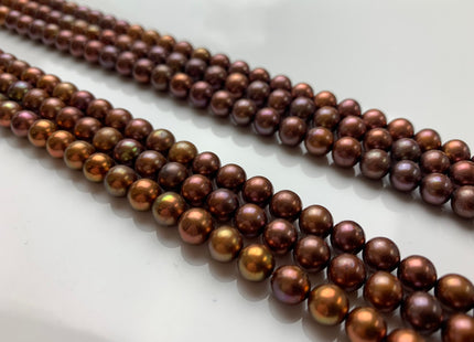 6-6.5mm 7-7.5mm AAA Chocolate Brown Color Round Freshwater Pearls, Genuine HighLuster Freshwater Freshwater Round Pearls Beads #1267