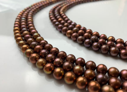 6-6.5mm 7-7.5mm AAA Chocolate Brown Color Round Freshwater Pearls, Genuine HighLuster Freshwater Freshwater Round Pearls Beads #1267
