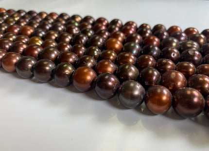11 mm AA Large Hole Potato / Semi Round Multi Dark Brown Color Freshwater Pearl Beads Hole 2.2 mm Genuine Chocolate Freshwater Pearls #1075