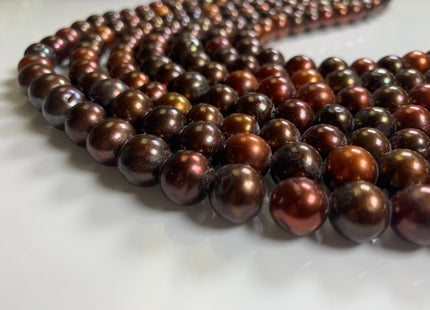 11 mm AA Large Hole Potato / Semi Round Multi Dark Brown Color Freshwater Pearl Beads Hole 2.2 mm Genuine Chocolate Freshwater Pearls #1075
