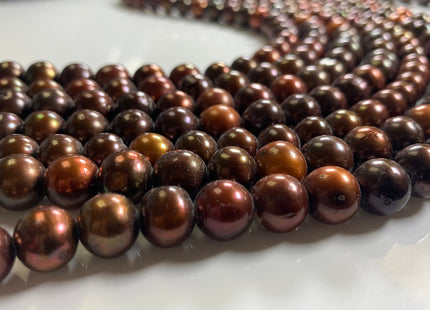 11 mm AA Large Hole Potato / Semi Round Multi Dark Brown Color Freshwater Pearl Beads Hole 2.2 mm Genuine Chocolate Freshwater Pearls #1075