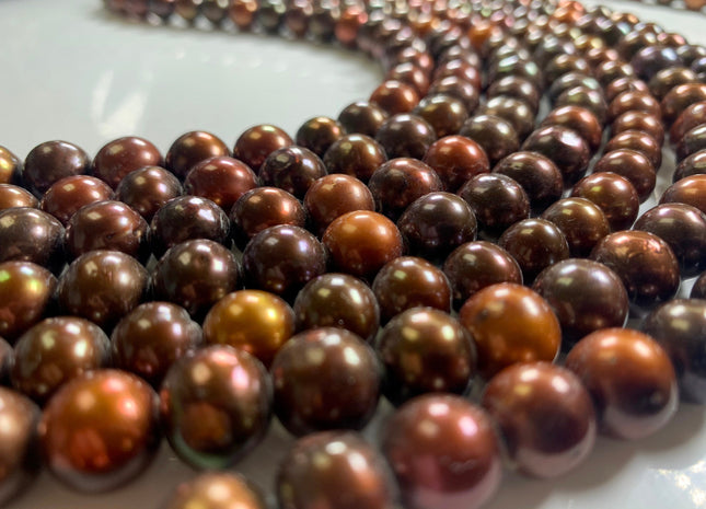 11 mm AA Large Hole Potato / Semi Round Multi Dark Brown Color Freshwater Pearl Beads Hole 2.2 mm Genuine Chocolate Freshwater Pearls #1075