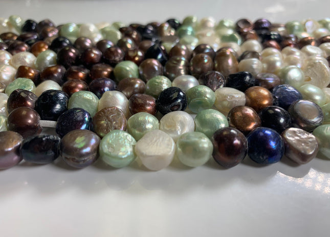 9-10 mm Large Hole Multi White Gray Brown Peacock Color Nugget Shape Freshwater Pearls Beads Hole Size 2.2mm Genuine Pearl Beads #1077