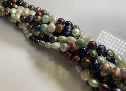 9-10 mm Large Hole Multi White Gray Brown Peacock Color Nugget Shape Freshwater Pearls Beads Hole Size 2.2mm Genuine Pearl Beads #1077