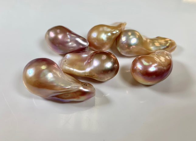17x26-40 mm AAA Baroque Freshwater Pearl Natural Color Pendant, Irregular Baroque Pendant Drop, Natural Color Baroque Pearls Beads #1100