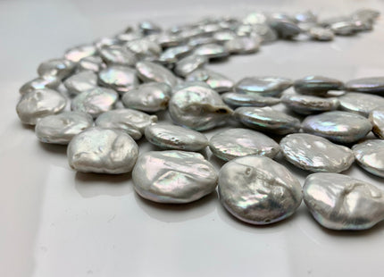 18-20 mm Gray Large Flat Coin Freshwater Pearl Beads Large Irregular Flat Coin Beads Genuine Cultured Freshwater Coin Pearl Beads #1173