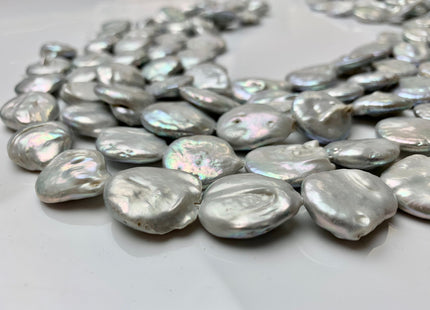 18-20 mm Gray Large Flat Coin Freshwater Pearl Beads Large Irregular Flat Coin Beads Genuine Cultured Freshwater Coin Pearl Beads #1173