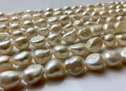 10-11 x 12-13 mm Natural White B Grade Large Rice Nugget Freshwater Pearl Beads Genuine Natural White Freshwater Pearl Rice Nuggets #1190