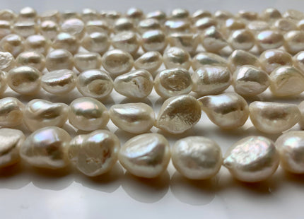 10-11 x 12-13 mm Natural White B Grade Large Rice Nugget Freshwater Pearl Beads Genuine Natural White Freshwater Pearl Rice Nuggets #1190