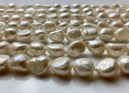 10-11 x 12-13 mm Natural White B Grade Large Rice Nugget Freshwater Pearl Beads Genuine Natural White Freshwater Pearl Rice Nuggets #1190