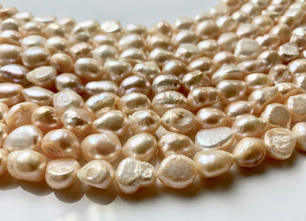 10x12 mm Natural Light Peach Champagne Color Rice Nugget Freshwater Pearl Beads, Genuine Freshwater Pearl Nuggets #1223