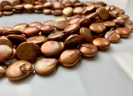 15 mm Orange champagne Color Coin Freshwater Pearl Genuine Cultured Coin Pearls High Luster Coin Pearl Beads #1240