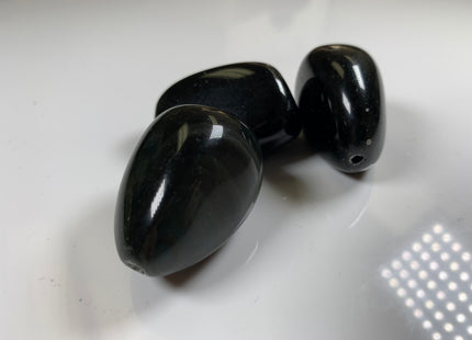 30x40 mm Natural Color Smooth Nugget Gemstone Obsidian / Tiger Eyes / Peridot Natural Color Chunky Gemstone large Hole 2.0 mm Beads #2209