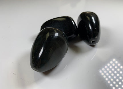 30x40 mm Natural Color Smooth Nugget Gemstone Obsidian / Tiger Eyes / Peridot Natural Color Chunky Gemstone large Hole 2.0 mm Beads #2209