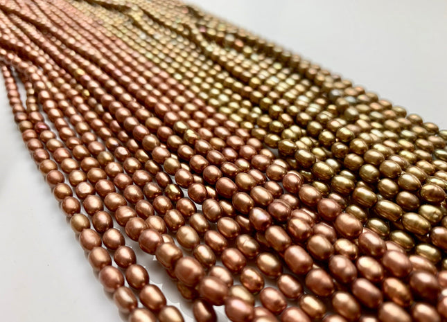 3.5x5.5 mm AA Sandstone OR Copper Color Rice / Oval Freshwater Pearls Genuine Freshwater Pearl Beads Freshwater Seed Pearls #1214