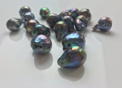 13-16x14-23 mm Single Piece Baroque Freshwater Pearl Peacock Color Genuine Irregular Baroque Pearls #1117
