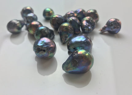 13-16x14-23 mm Single Piece Baroque Freshwater Pearl Peacock Color Genuine Irregular Baroque Pearls #1117