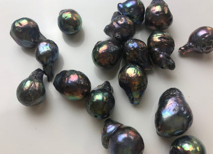 13-16x14-23 mm Single Piece Baroque Freshwater Pearl Peacock Color Genuine Irregular Baroque Pearls #1117