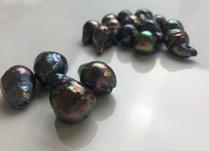 13-16x14-23 mm Single Piece Baroque Freshwater Pearl Peacock Color Genuine Irregular Baroque Pearls #1117