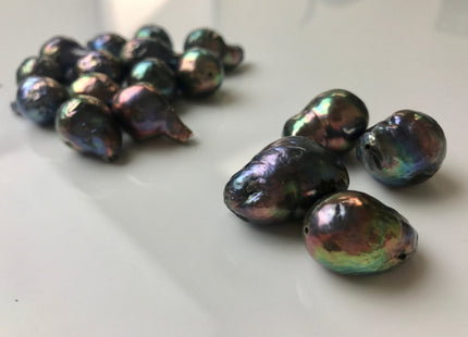 13-16x14-23 mm Single Piece Baroque Freshwater Pearl Peacock Color Genuine Irregular Baroque Pearls #1117