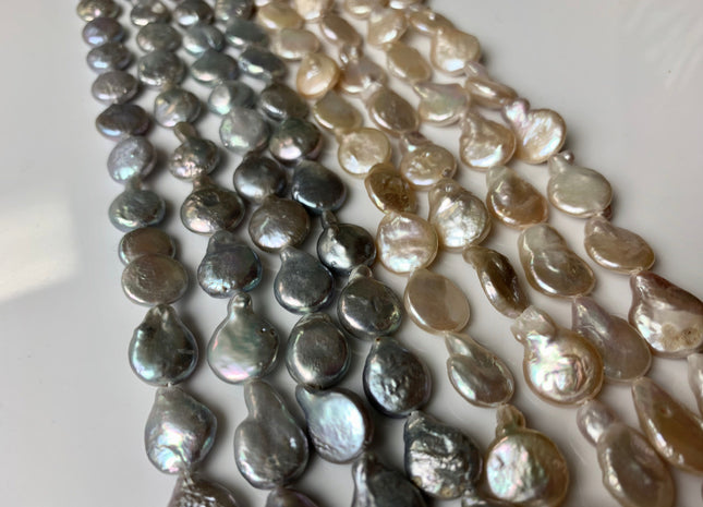 11x15 mm Natural Pink OR Gray Color Irregular Shape Coin Freshwater Pearls Genuine Cultured Freshwater Flat Coin Pearls #1245