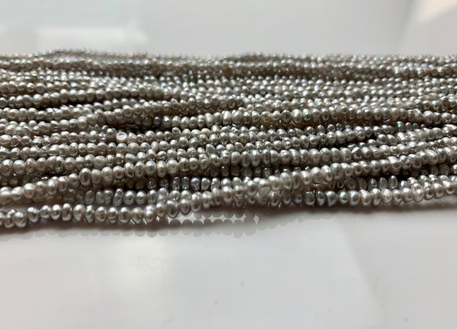 2 mm Gray Tiny Freshwater Pearl Potato Shape Genuine Freshwater Seed Gray Color Pearl Beads #1253