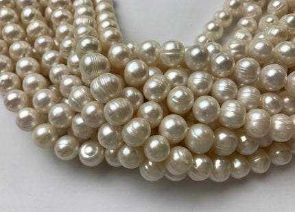 10-11 mm Natural White Potato Ringed Freshwater Pearl Beads Genuine Natural Pearl Beads, Cultured Freshwater Pearls #559