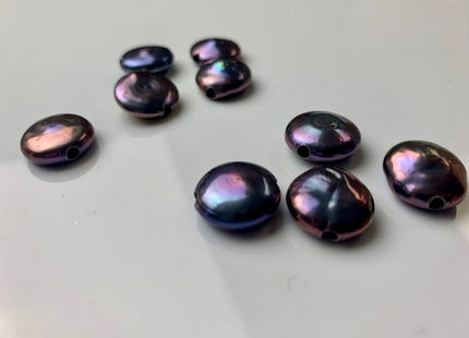14-15mm Single Piece Large Hole 2.0 mm Hole High Luster Natural White OR Pink OR Silver OR Peacock Coin Genuine Freshwater Coin Pearls #634