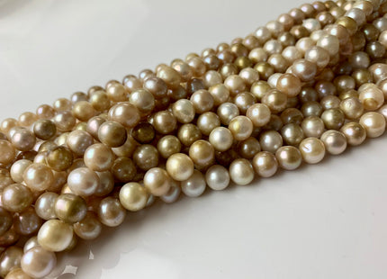 7-8 mm AA Natural Seaweed Champagne Color Potato Freshwater Pearl Beads Genuine All Natural Color Freshwater Pearls #1264