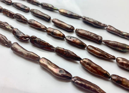 7-8x30 mm Biwa Stick Freshwater Pearls, Chocolate Brown Color Biwa Stick Freshwater Pearls #1297