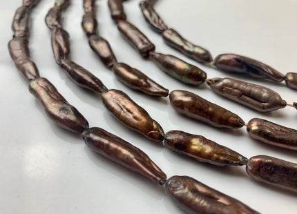 7-8x30 mm Biwa Stick Freshwater Pearls, Chocolate Brown Color Biwa Stick Freshwater Pearls #1297