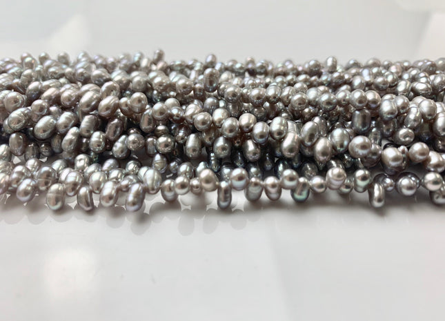 3x5 mm Top Drilled Rice/Oval Freshwater Pearl Grey, Genuine Freshwater Pearls, Grey Dancing Freshwater Pearls #1300