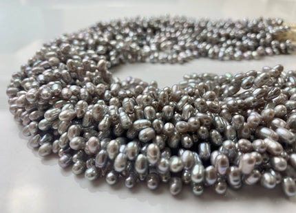 3x5 mm Top Drilled Rice/Oval Freshwater Pearl Grey, Genuine Freshwater Pearls, Grey Dancing Freshwater Pearls #1300