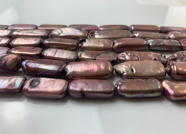 10x22-25 mm Dusty Rose Color Rectangle Coin Freshwater Pearls, Genuine Rectangle Coin Dusty Rose Freshwater Pearls #1304